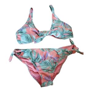 Ron Jon Surf Shop Tropical Leaf Print Bikini Set Size XL